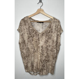 White House Black Market Reptile Print V-Neck Cap Sleeve Top Size M